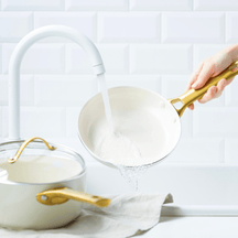 GreenPan Topfset Padova Reserve Cremeweiß 6-teiliges – Keramik-Antihaftbeschichtung – Kochtopf ø 24 cm, Stielkasserolle ø 18, 20 cm, Bratpfanne ø 20, 28 cm und Sauteuse ø 24 cm