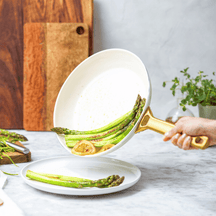 GreenPan Topfset Padova Reserve Cremeweiß 6-teiliges – Keramik-Antihaftbeschichtung – Kochtopf ø 24 cm, Stielkasserolle ø 18, 20 cm, Bratpfanne ø 20, 28 cm und Sauteuse ø 24 cm