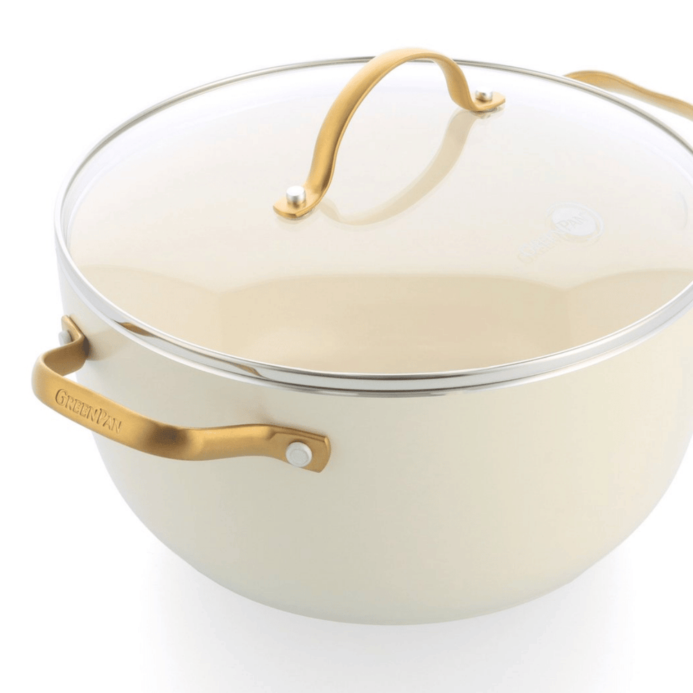 GreenPan Topfset Padova Reserve Cremeweiß 6-teiliges – Keramik-Antihaftbeschichtung – Kochtopf ø 24 cm, Stielkasserolle ø 18, 20 cm, Bratpfanne ø 20, 28 cm und Sauteuse ø 24 cm