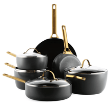 GreenPan Topfset Padova Reserve Schwarz 6-teiliges – Keramik-Antihaftbeschichtung – Kochtopf ø 24 cm, Stielkasserolle ø 18, 20 cm, Bratpfanne ø 20, 28 cm und Sauteuse ø 24 cm
