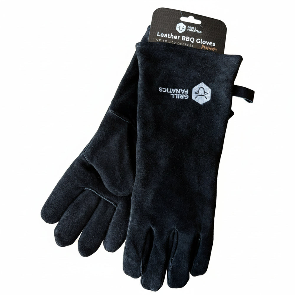 Cookinglife Grillhandschuhe / Ofenhandschuhe aus schwarzem Leder, 500 °C - 2 Stück