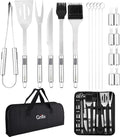 GrillX BBQ Zubehör Werkzeugset - BBQ Zange, Spatel, Gabel, Bürste - Komplettes Grillwerkzeug Set