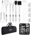 GrillX BBQ Zubehör Werkzeugset - BBQ Zange, Spatel, Gabel, Bürste - Komplettes Grillwerkzeug Set