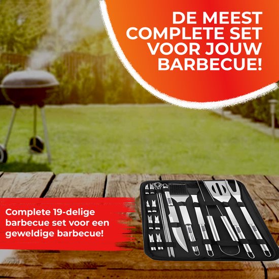 GrillX BBQ Zubehör Werkzeugset - BBQ Zange, Spatel, Gabel, Bürste - Komplettes Grillwerkzeug Set