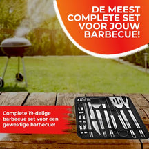 GrillX BBQ Zubehör Werkzeugset - BBQ Zange, Spatel, Gabel, Bürste - Komplettes Grillwerkzeug Set