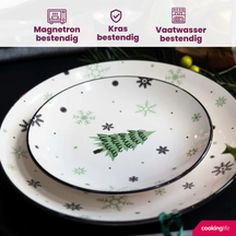 Cookinglife Weihnachtsgeschirrset Grün 18-teilig / 6 Personen - 6 Speiseteller , 6 Frühstücksteller & 6 Schalen