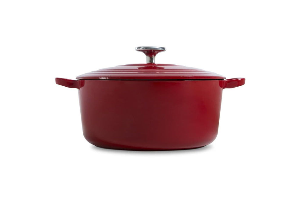 BK Bräter Bourgogne Chili Red Gusseisen ø 28 cm / 6,7 Liter - emaillierte Antihaftbeschichtung