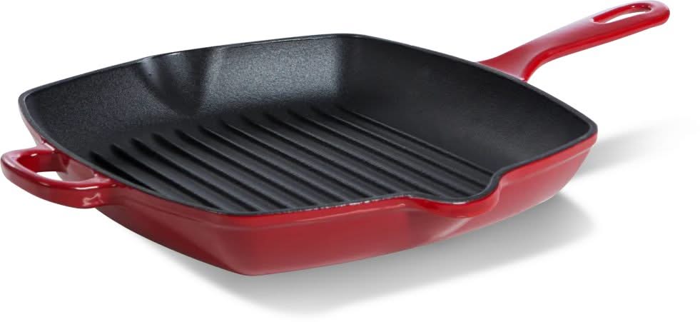 BK Grillpfanne Bourgogne Chili Red Gusseisen 26 x 26 cm - emaillierte Antihaftbeschichtung