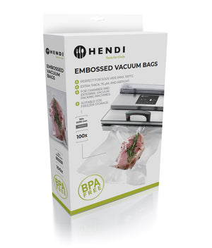 Hendi Vakuumbeutel mit geprägtem Siegel – Sous-Vide-Beutel – 20 x 30 cm – Geeignet für FoodSaver Vakuumiergeräte – 100 Stück