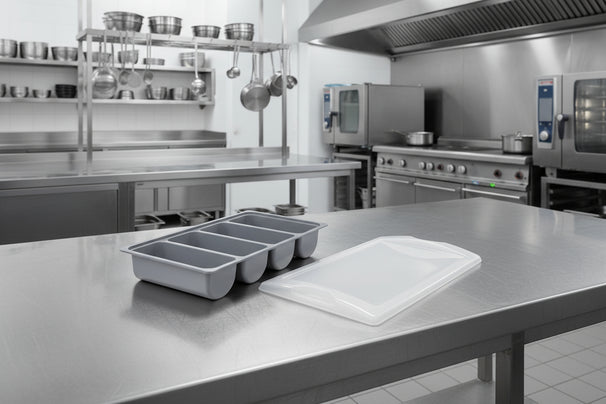 Hendi Besteckkasten – 4 Fächer GN 1/1 – Grau