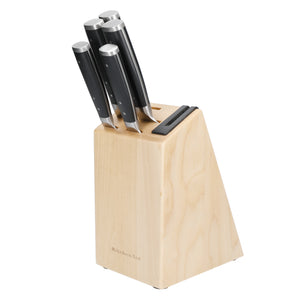 KitchenAid Messerblock Gourmet Birke-Edelstahl 6-tlg - Messerset mit Schleifer