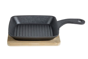 Cosy & Trendy Grillpfännchen / Servierpfanne aus Gusseisen 15 x 15 cm – ohne Antihaftbeschichtung