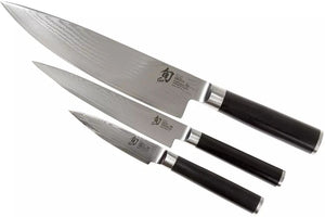 Kai Shun Classic Messerset – 32 Lagen Damaststahl – (Büromesser + Universalmesser + Kochmesser) 3-teilig – DMS-300