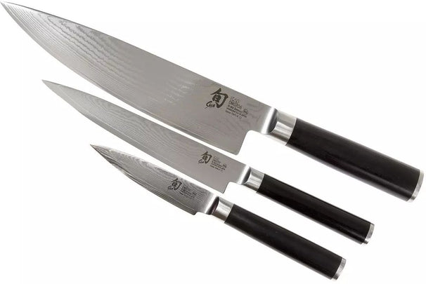 Kai Shun Classic Messerset – 32 Lagen Damaststahl – (Büromesser + Universalmesser + Kochmesser) 3-teilig – DMS-300