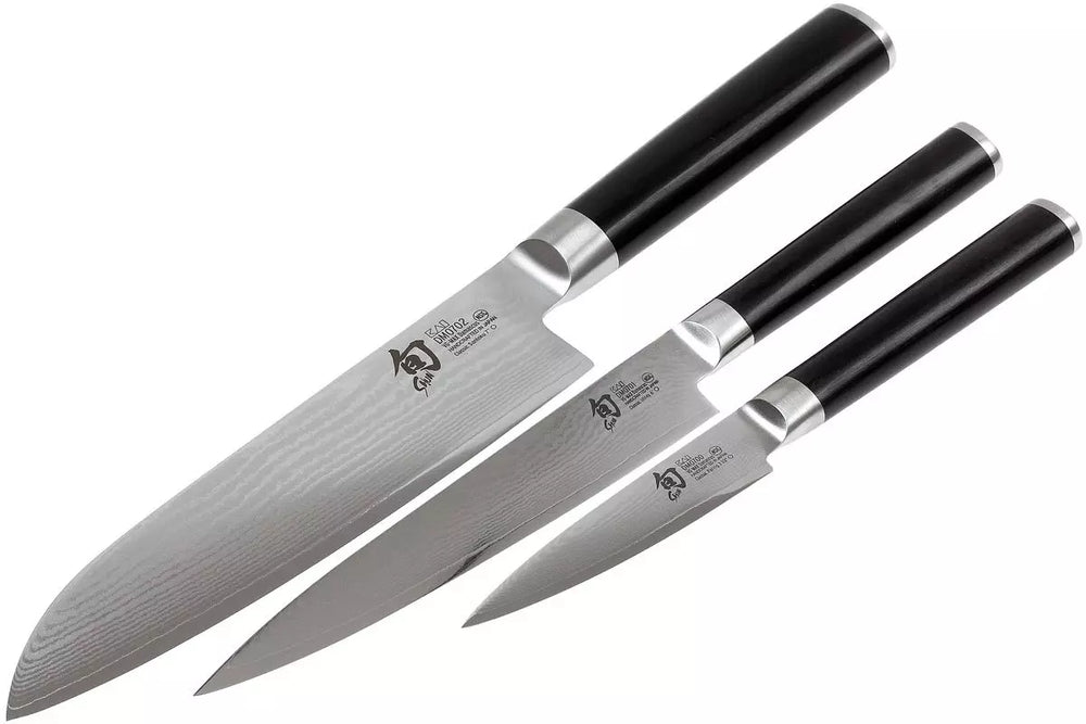 Kai Shun Classic Messerset - 32-lagiger Damaststahl - (Büromesser + Universalmesser + Santokumesser) 3-teilig - DMS-310