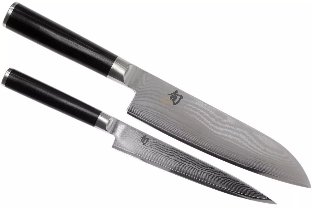 Kai Shun Classic Messerset – 32 Lagen Damaszenerstahl – (Universalmesser + Santokumesser) 2-teilig – DMS-230