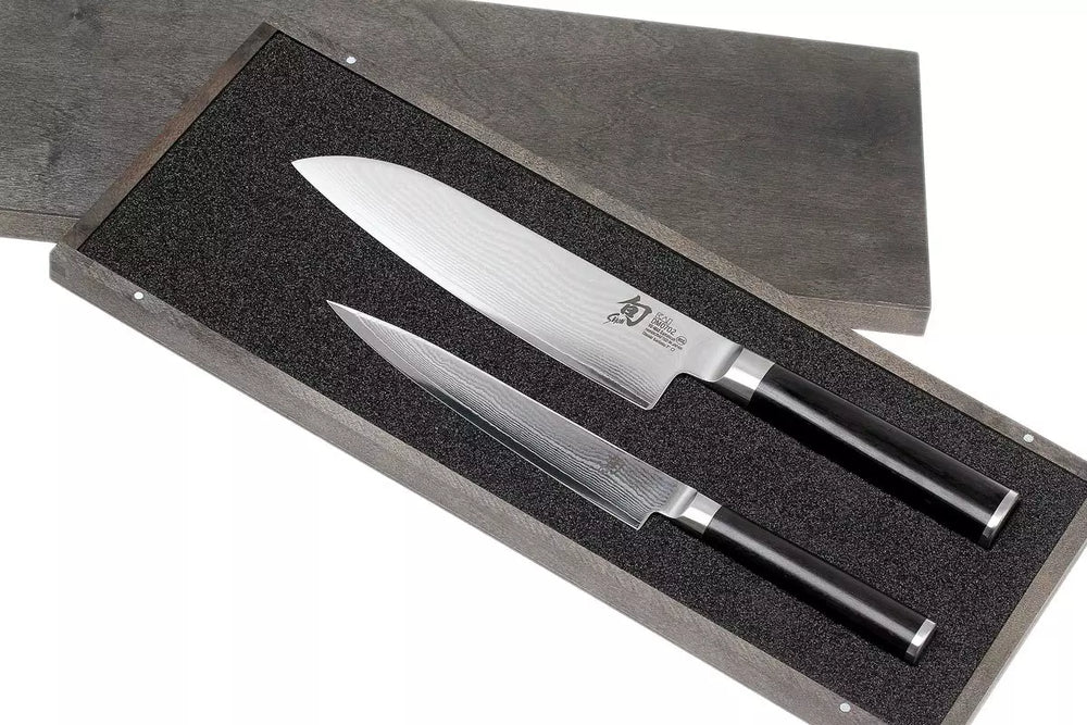 Kai Shun Classic Messerset – 32 Lagen Damaszenerstahl – (Universalmesser + Santokumesser) 2-teilig – DMS-230