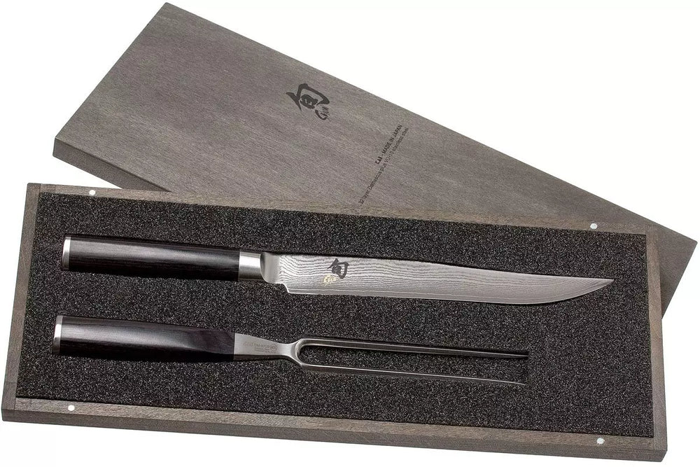 Kai Shun Classic Tranchierset - 32-lagiger Damaststahl - (Tranchiermesser + Tranchiergabel) - 2-teilig - DMS-200
