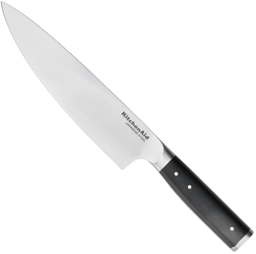 KitchenAid Kochmesser Gourmet Edelstahl 20 cm Schwarz/Silber - mit Messerschutz