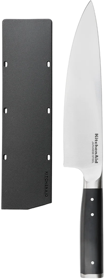 KitchenAid Kochmesser Gourmet Edelstahl 20 cm Schwarz/Silber - mit Messerschutz