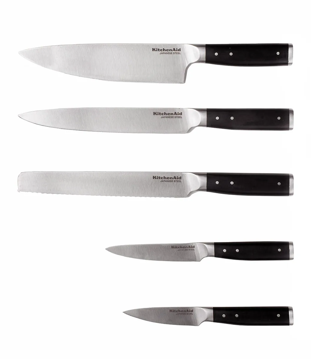 KitchenAid Messerblock Gourmet Birke-Edelstahl 6-tlg - Messerset mit Schleifer