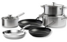 KitchenAid Topfset Multi-Ply Edelstahl 6-teilig - Kochtöpf ø 20, 24 cm, Stieltopf ø 16 cm, Bratpfanne ø 28 cm + Bratpfanne Classic Forged ø 24 & 28 cm