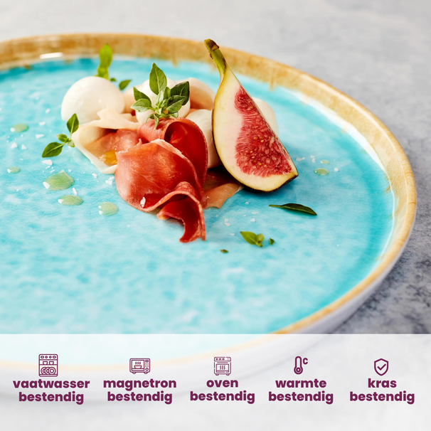 Cosy & Trendy Geschirrset Laguna Azzurro 12-teilig / 4 Personen - 4 Speiseteller, 4 Frühstücksteller und 4 Schalen