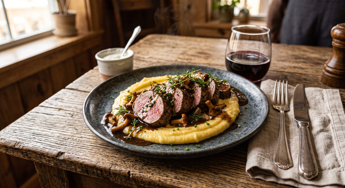 Zartes Lammfleisch, samtig-weiche Polenta und eine intensive Thymianjus. Das ist das Gericht für einen Abend, den man nicht vergisst.