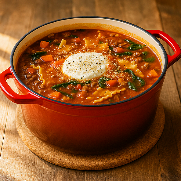Eine wärmende Suppe mit allen Aromen der klassischen Lasagne, aber einfach in einer Schale.