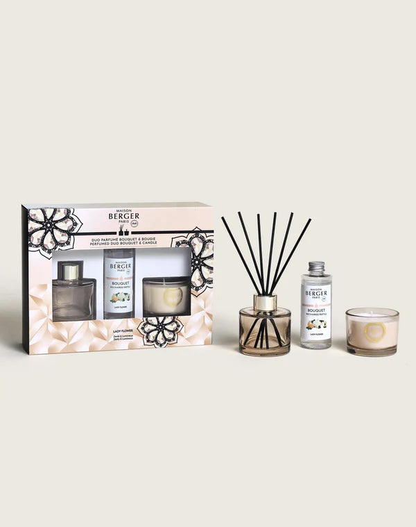 Maison Berger Geschenkset – Duftstäbchen & Duftkerze – Eternity Nude – Lady Flower 