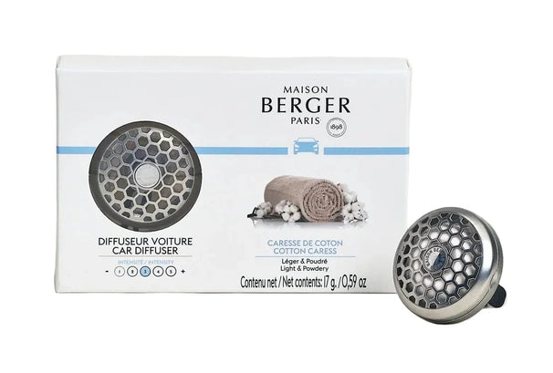 Maison Berger Autoduft Metall 4,5x4,5x2,5 cm - mit Nachfüllung - Cotton Caress