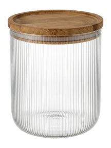 Cookinglife Vorratsbehälter Set Boro Lines - Glas Bambusdeckel - ø 11 cm - 980 ml - 3 Stück