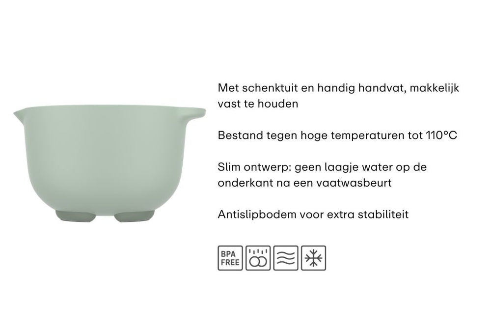Mepal Rührschüsselset Chef It Nordic Sage 3-teilig - Rührschüssel 1,5 & 3 Liter + Spatel