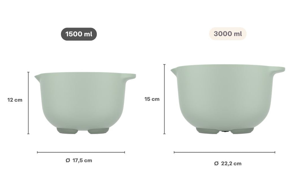 Mepal Rührschüsselset Chef It Nordic Sage 3-teilig - Rührschüssel 1,5 & 3 Liter + Spatel