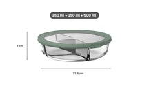 Mepal Glas Frischhaltedose Cirqula Nordic Sage 3-Fächer - 1 Liter