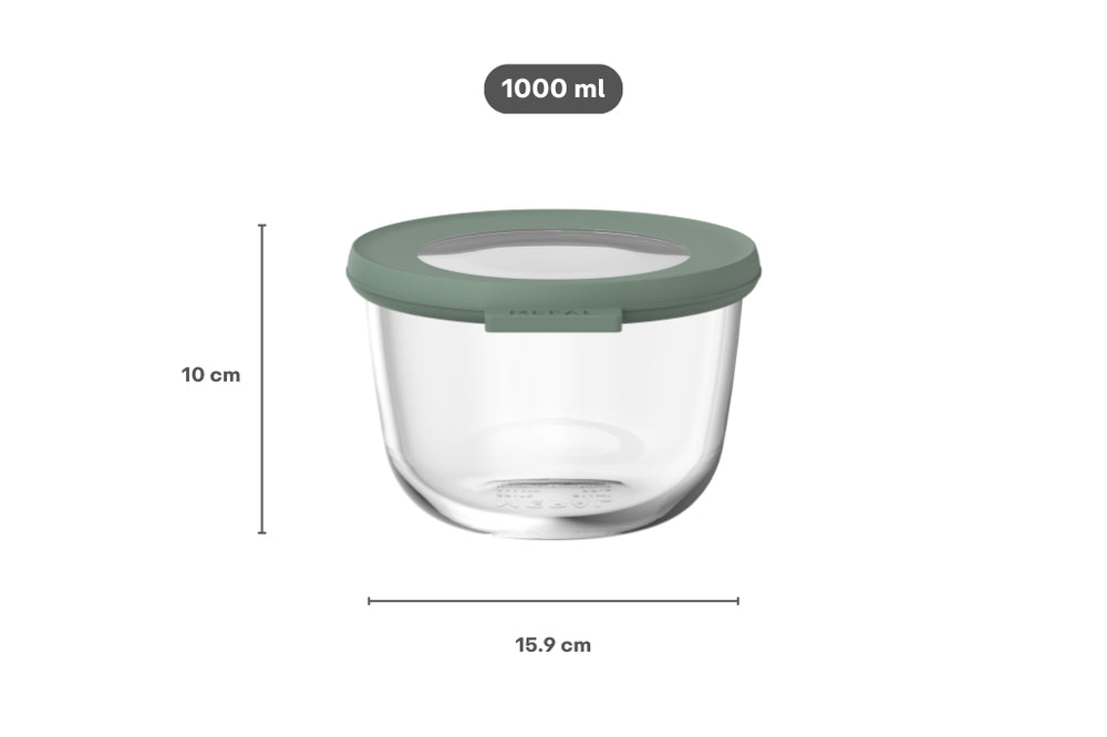 Mepal Glas Frischhaltedose Cirqula Nordic Sage Rund - 1 Liter
