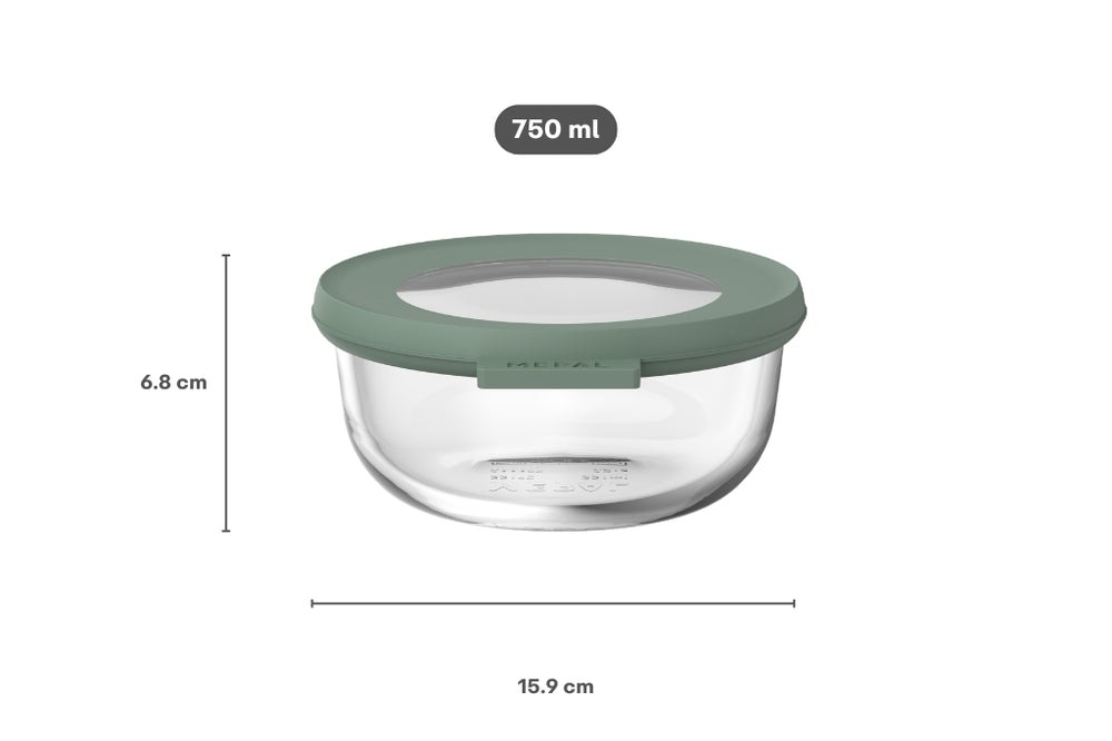 Mepal Glas Frischhaltedose Cirqula Nordic Sage Rund - 750 ml