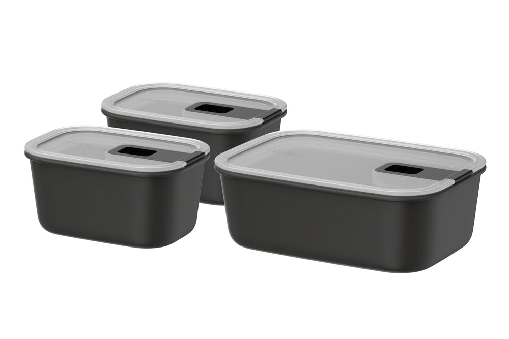 Mepal Vorratsdosen EasyClip Nordic Black 3-teilig - 2x 450 ml + 1 Liter