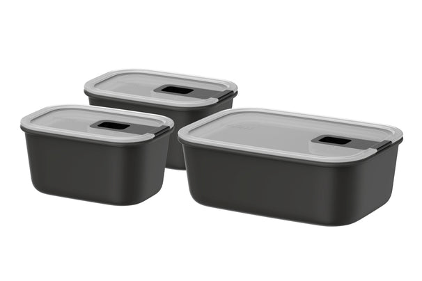 Mepal Vorratsdosen EasyClip Nordic Black 3-teilig - 2x 450 ml + 1 Liter