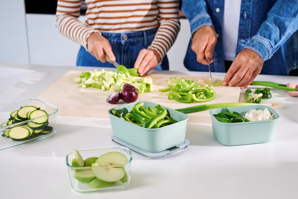 Mepal Auflaufform / Lasagneform mit Deckel EasyClip Nordic Sage - Glas - 1,5 Liter