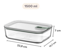 Mepal Auflaufform / Lasagneform mit Deckel EasyClip Nordic Sage - Glas - 1,5 Liter