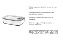 Mepal Auflaufform / Lasagneform mit Deckel EasyClip Nordic Sage - Glas - 2,25 Liter