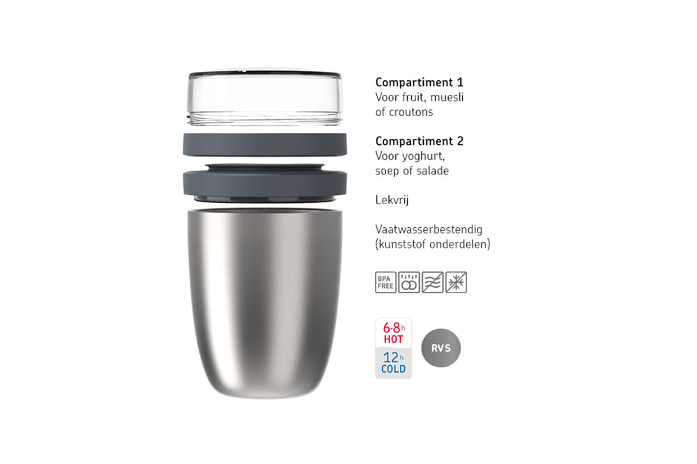 Mepal Thermos Joghurtbecher / Lunchpot Ellipse Nordic Sage - 500 ml + 200 ml