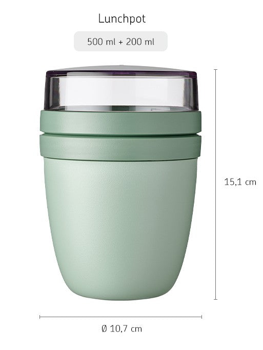 Mepal Joghurtbecher / Lunchpot Ellipse Nordic Sage - 500 ml + 200 ml