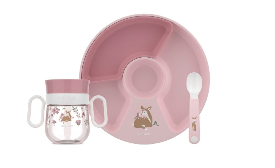 Mepal Kindergeschirrset servies Mio Fairy Garden 3-teilig - Teller, Trinkbecher und Löffel