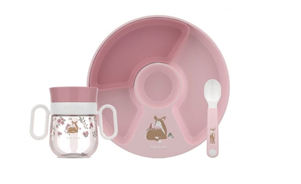 Mepal Kindergeschirrset servies Mio Fairy Garden 3-teilig - Teller, Trinkbecher und Löffel