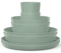 Mepal Geschirrset Silueta Nordic Sage 8-teilig / 2 Personen - 2 Teller, 2 tiefe Teller, 2 Schalen und 2 Becher