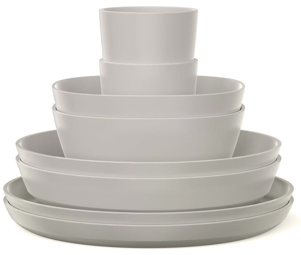 Mepal Geschirrset Silueta Nordic White 8-teilig / 2 Personen - 2 Teller, 2 tiefe Teller, 2 Schalen und 2 Becher