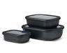 Mepal Vorratsdosen Cirqula Nordic Black Rechteckig 3-teilig - 500 ml + 1 Liter + 2 Liter