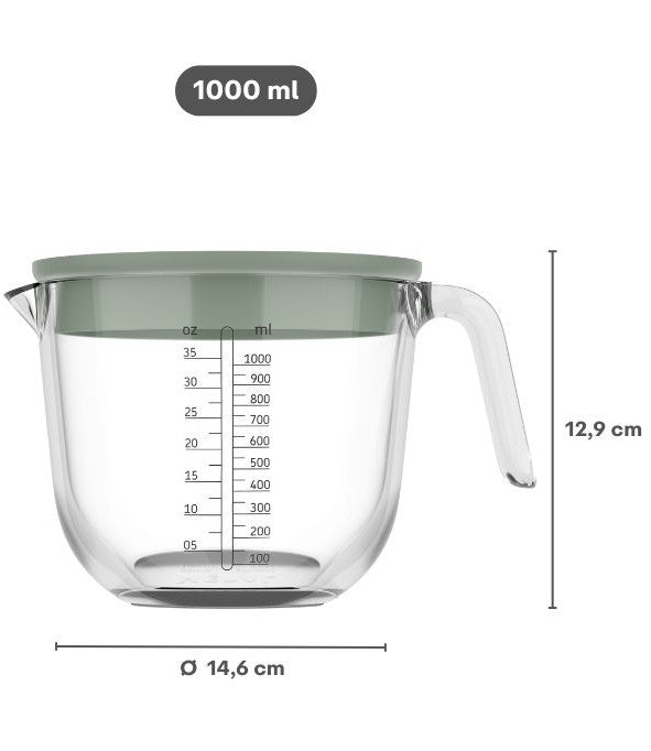 Mepal Glas Messbecher Chef It Chalk - mit Deckel - 1 Liter